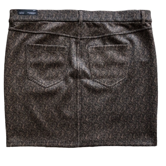 Liverpool Los Angeles Gia Glyder Herringbone Pull On Pencil Skirt Brown Plus 14W - Picture 4 of 11